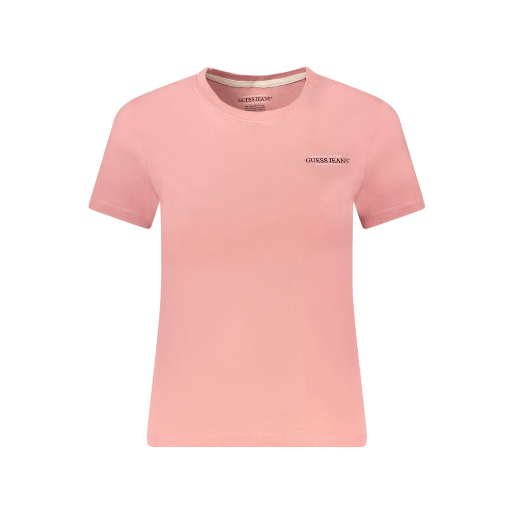 Guess Jeans Pink Cotton Slim Fit T-Shirt
