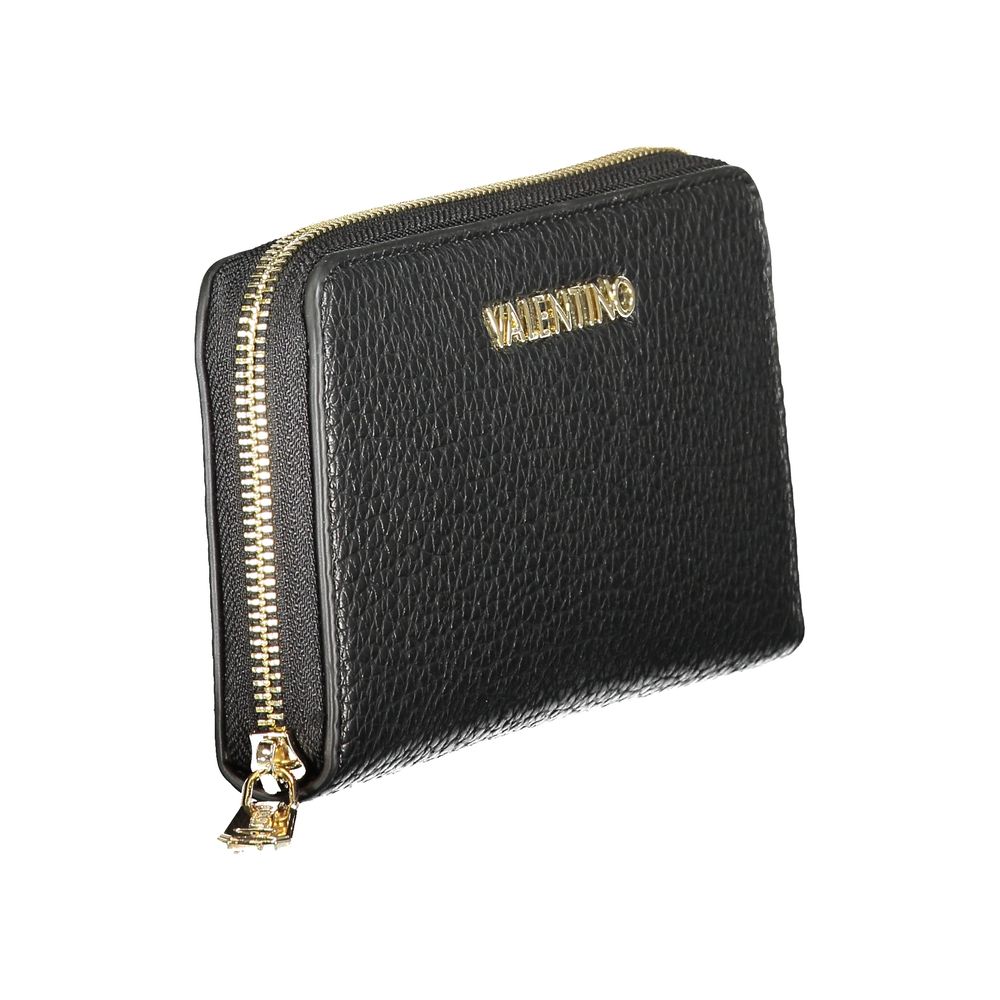 Mario Valentino Black Faux Leather Wallet with Zip Closure