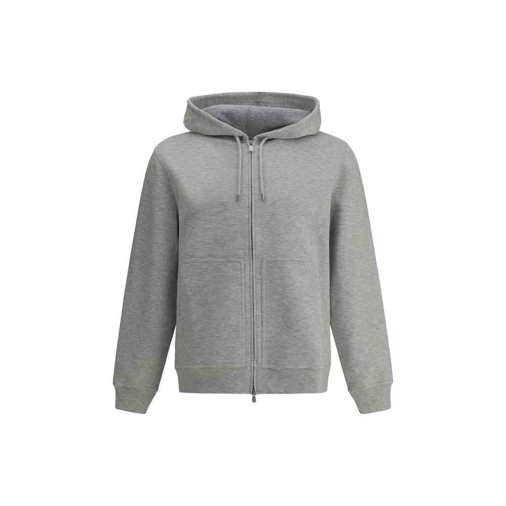 Brunello Cucinelli Grey Zip-Up Hoodie