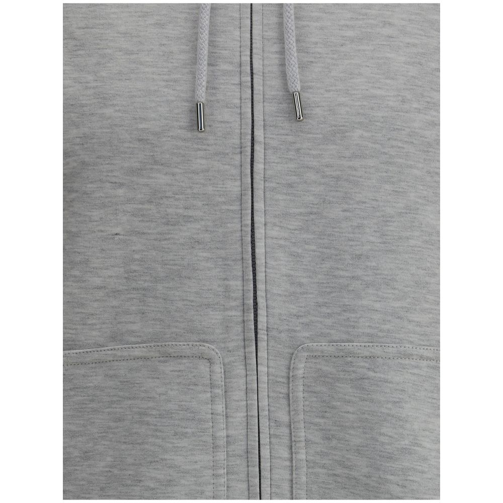 Brunello Cucinelli Grey Zip-Up Hoodie