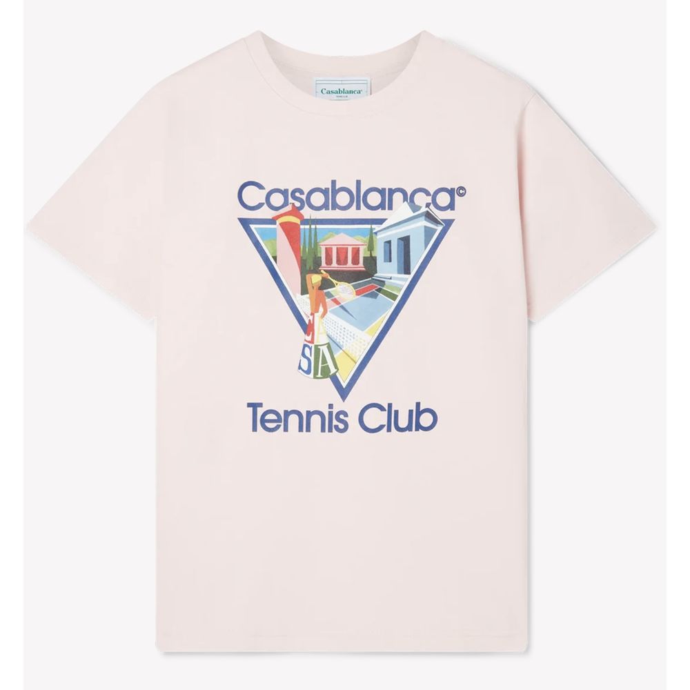 Casablanca Pink Cotton T-Shirt - Tennis Club Style