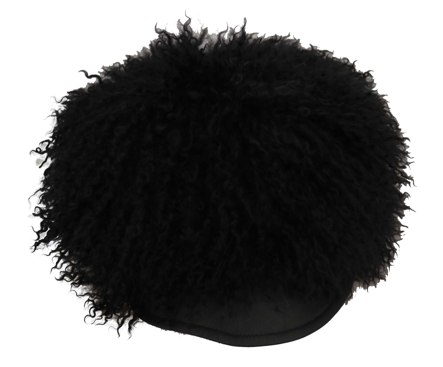 - Chic Black Gatsby Cap in Tibet Lamb Fur