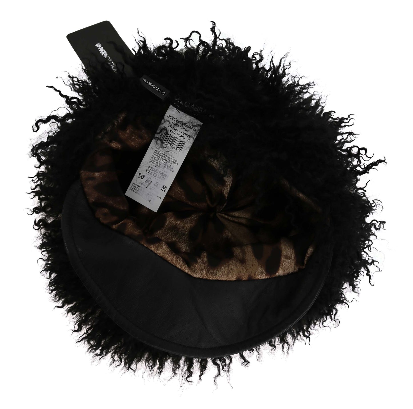 - Chic Black Gatsby Cap in Tibet Lamb Fur