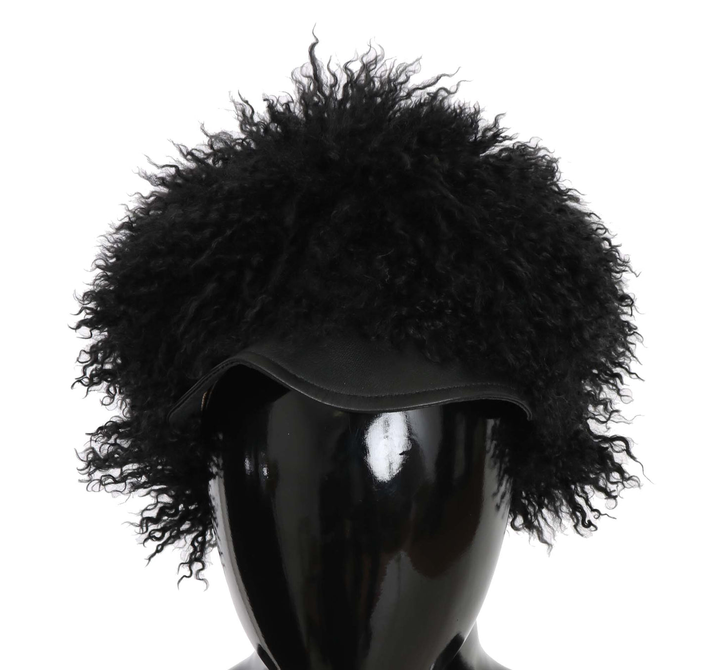 - Chic Black Gatsby Cap in Tibet Lamb Fur