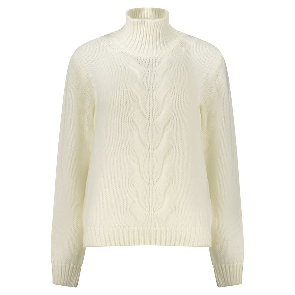 K-WAY White Wool Sweater with Contrast Details