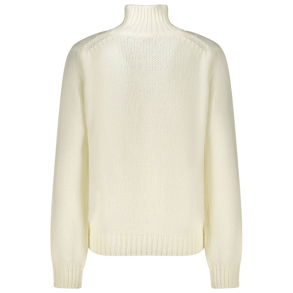K-WAY White Wool Sweater with Contrast Details