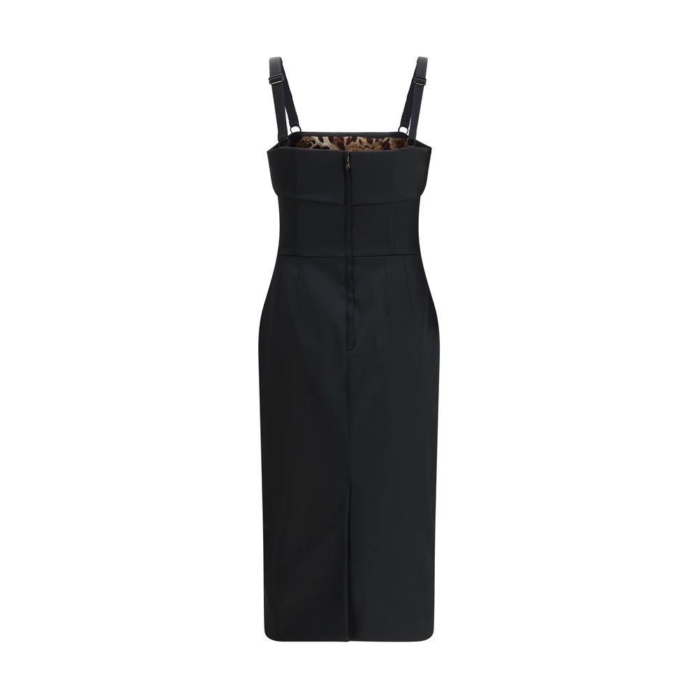 Dolce & Gabbana Satin Midi Dress: Elegant Feminine Silhouette