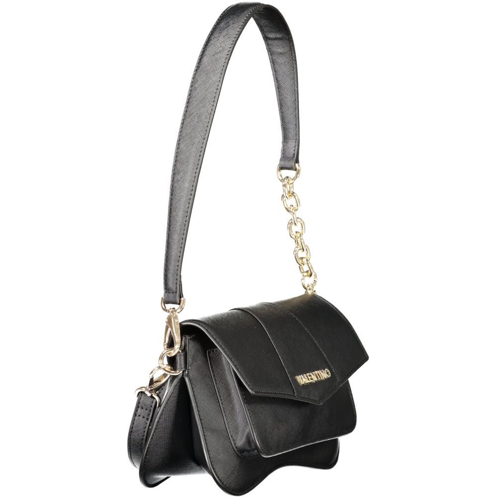 Mario Valentino Black Faux Leather Handbag with Adjustable Strap