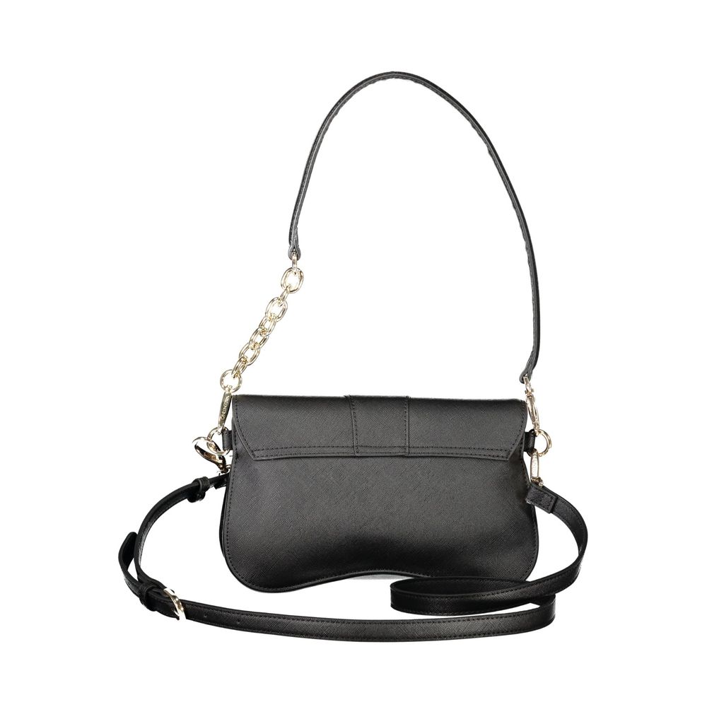Mario Valentino Black Faux Leather Handbag with Adjustable Strap