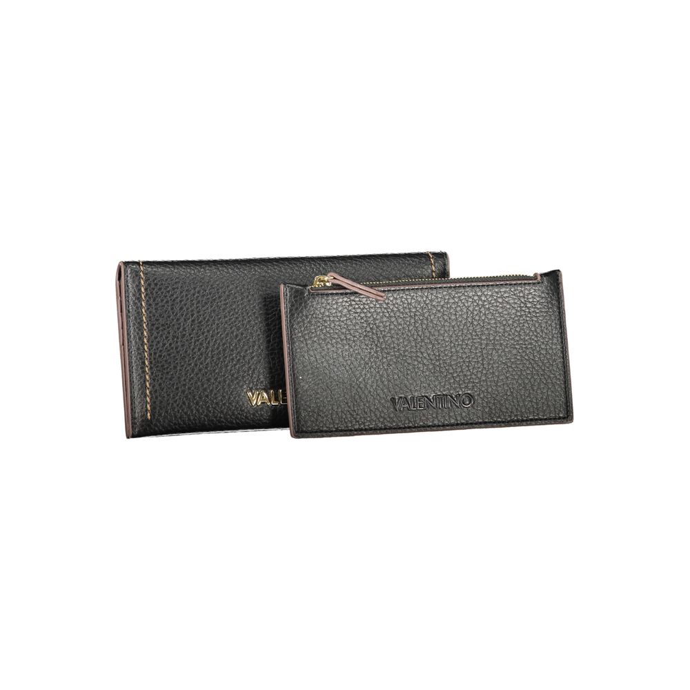 Mario Valentino Black Faux Leather Women Wallet with Coin Pouch