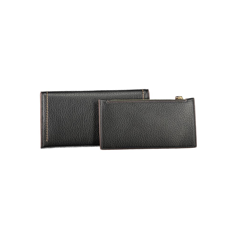 Mario Valentino Black Faux Leather Women Wallet with Coin Pouch