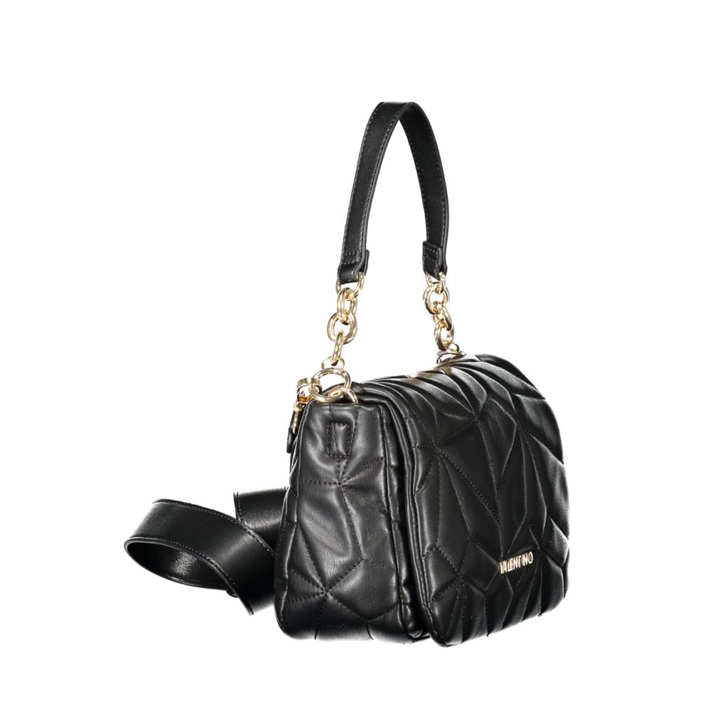 Mario Valentino Black Faux Leather Handbag with Chain Handle