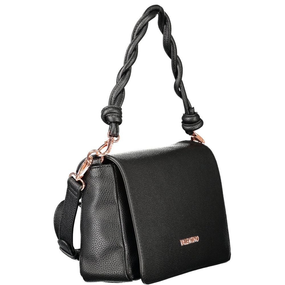 Mario Valentino Black Faux Leather Handbag with Iconic Logo