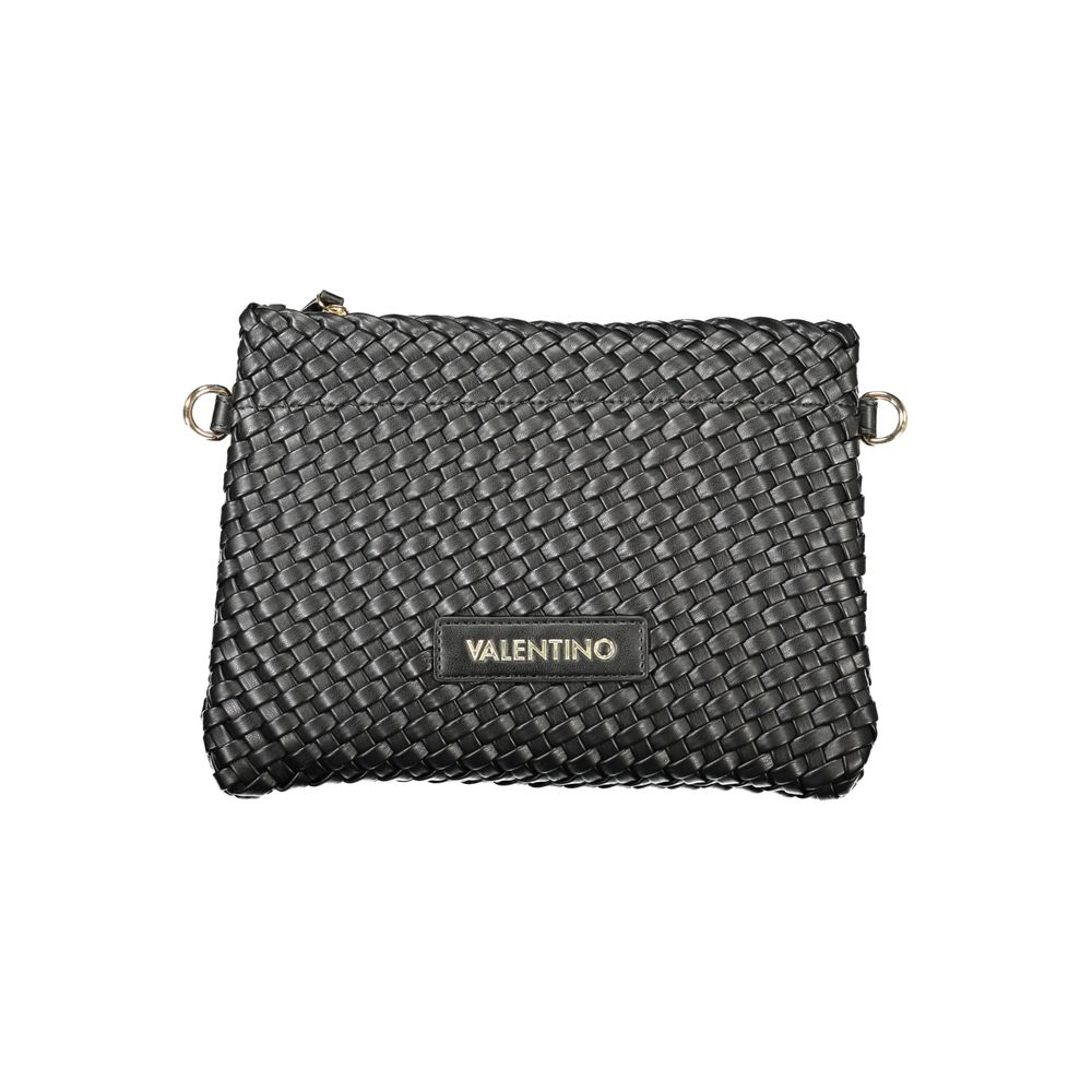 Mario Valentino Black Smooth Leather Shoulder Bag with Iconic Logo