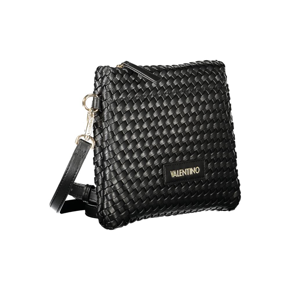 Mario Valentino Black Smooth Leather Shoulder Bag with Iconic Logo