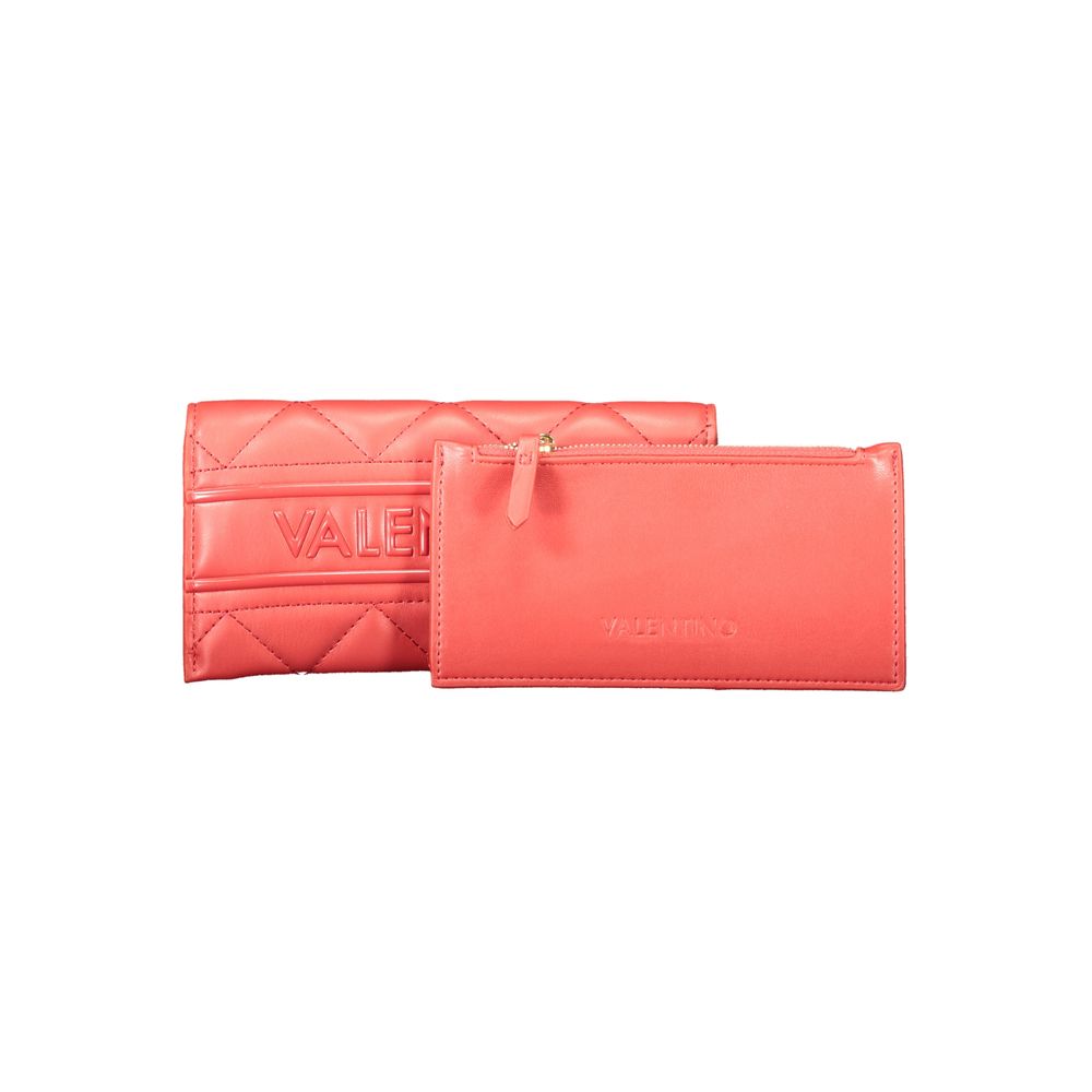 Mario Valentino Red Faux Leather Women Wallet with Zip Closure