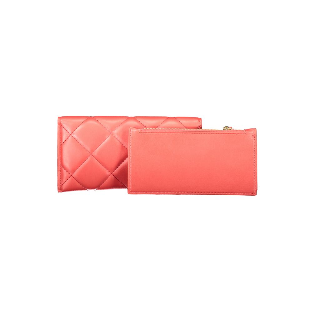 Mario Valentino Red Faux Leather Women Wallet with Zip Closure