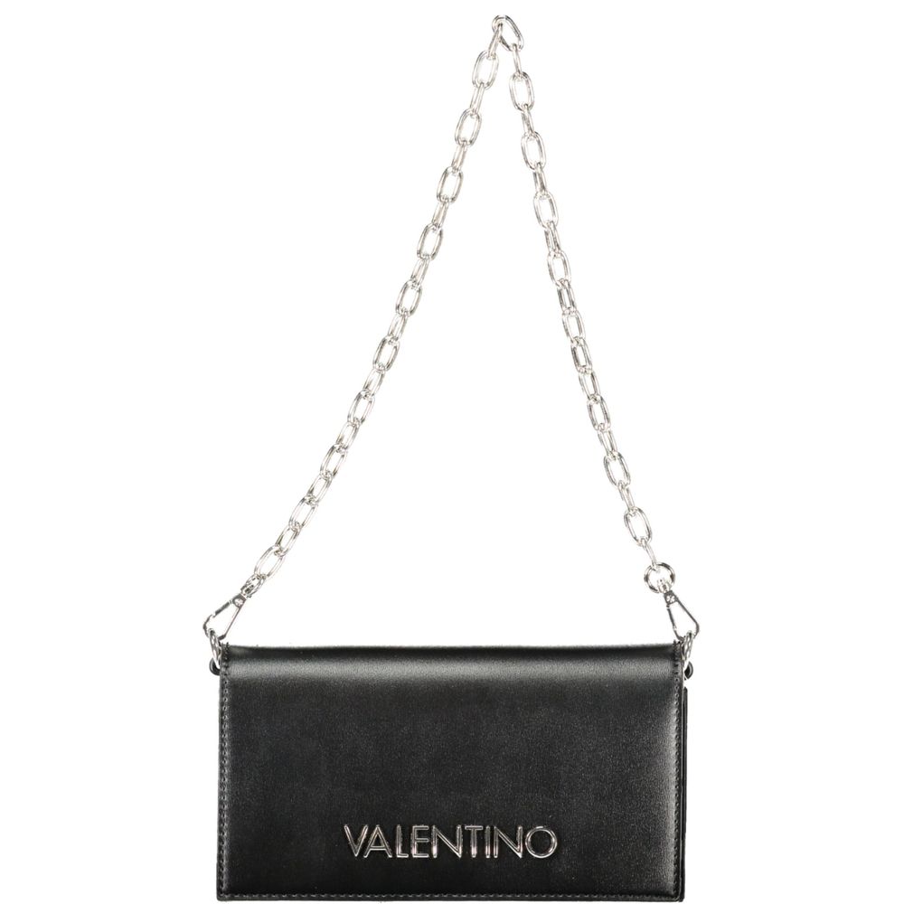 Mario Valentino Black Faux Leather Handbag with Removable Chain Handle