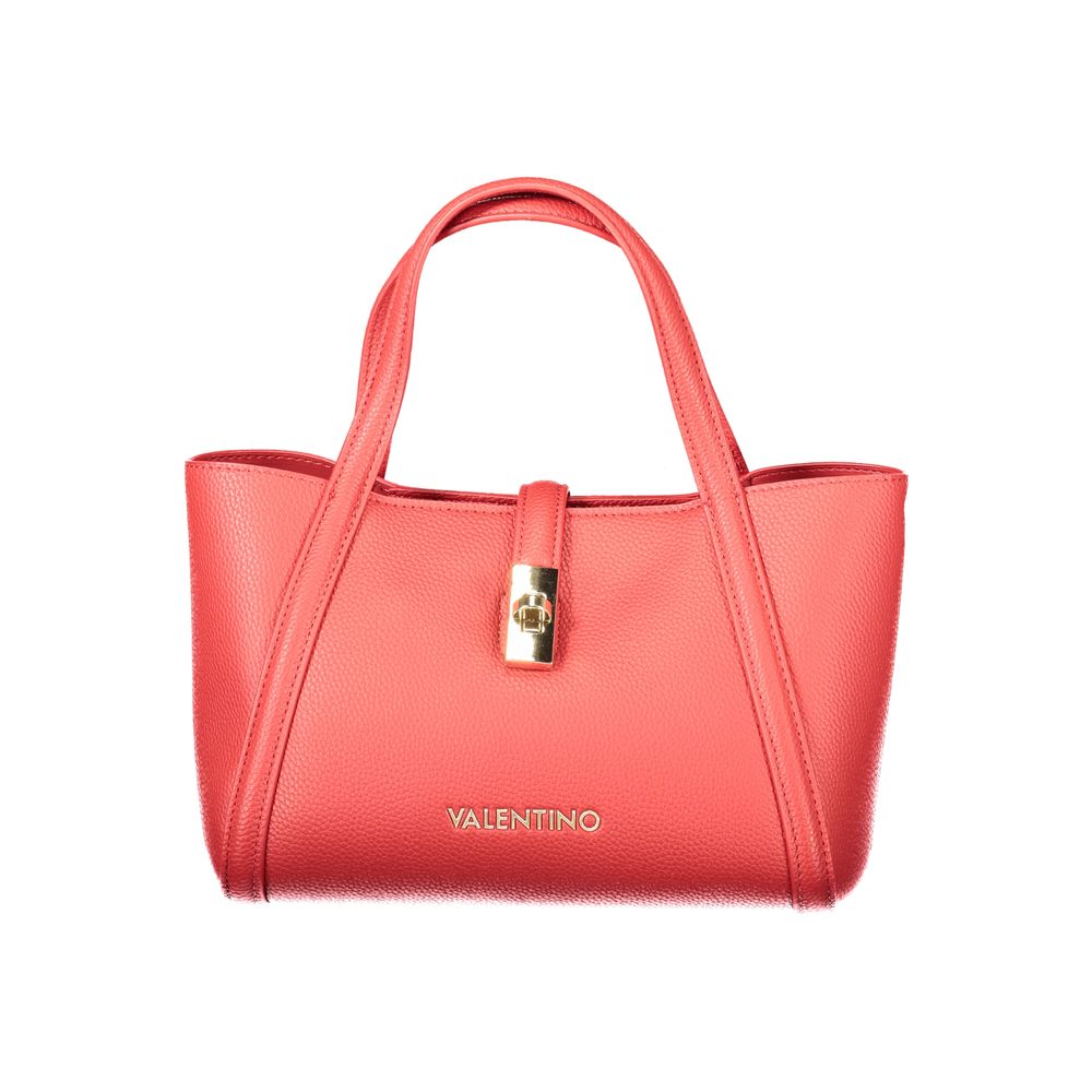 Mario Valentino Red Faux Leather Women's Handbag with Iconic Logo