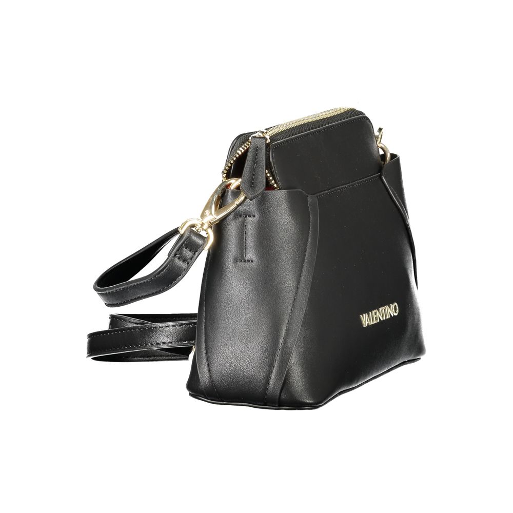 Mario Valentino Black Faux Leather Handbag with Iconic Logo