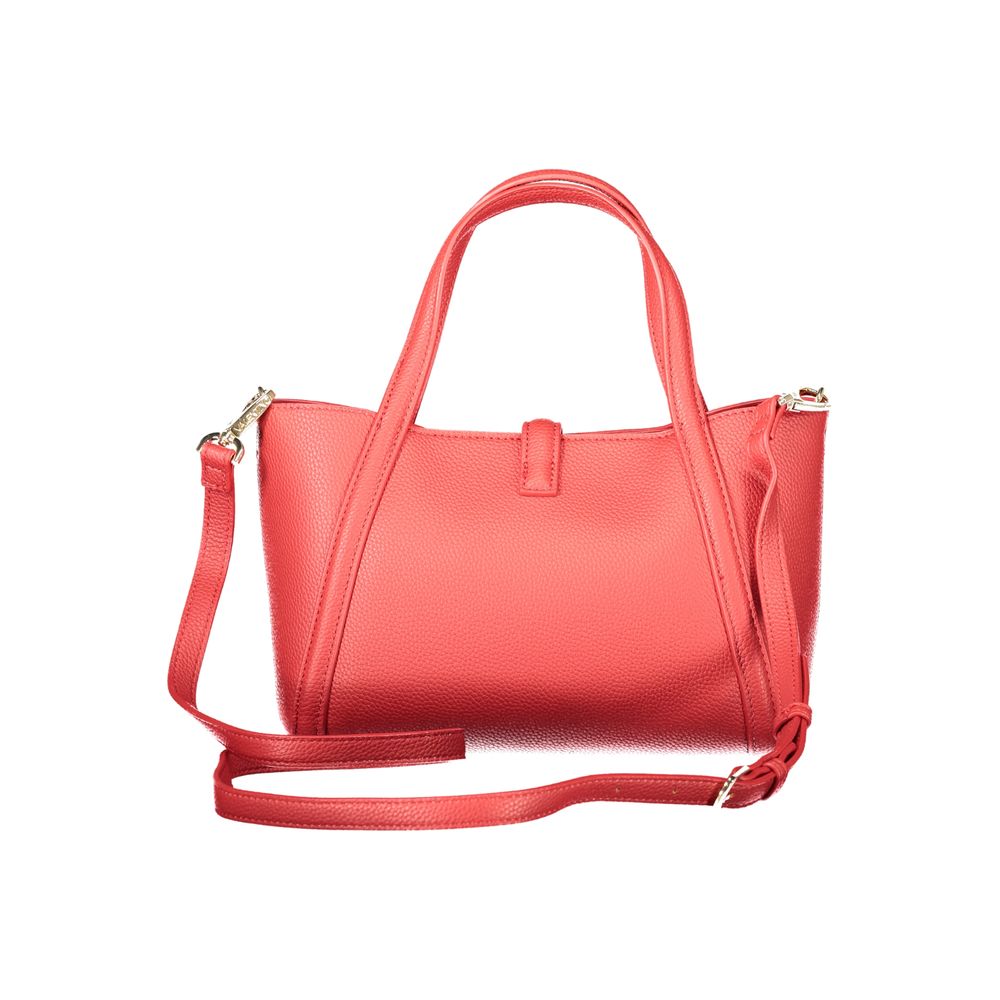 Mario Valentino Red Faux Leather Women's Handbag with Iconic Logo