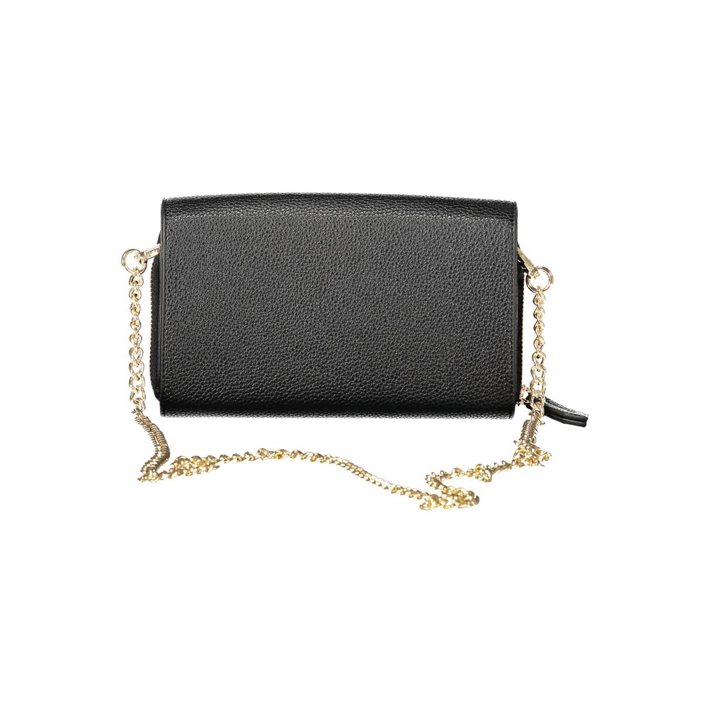 Mario Valentino Black Faux Leather Convertible Shoulder Bag