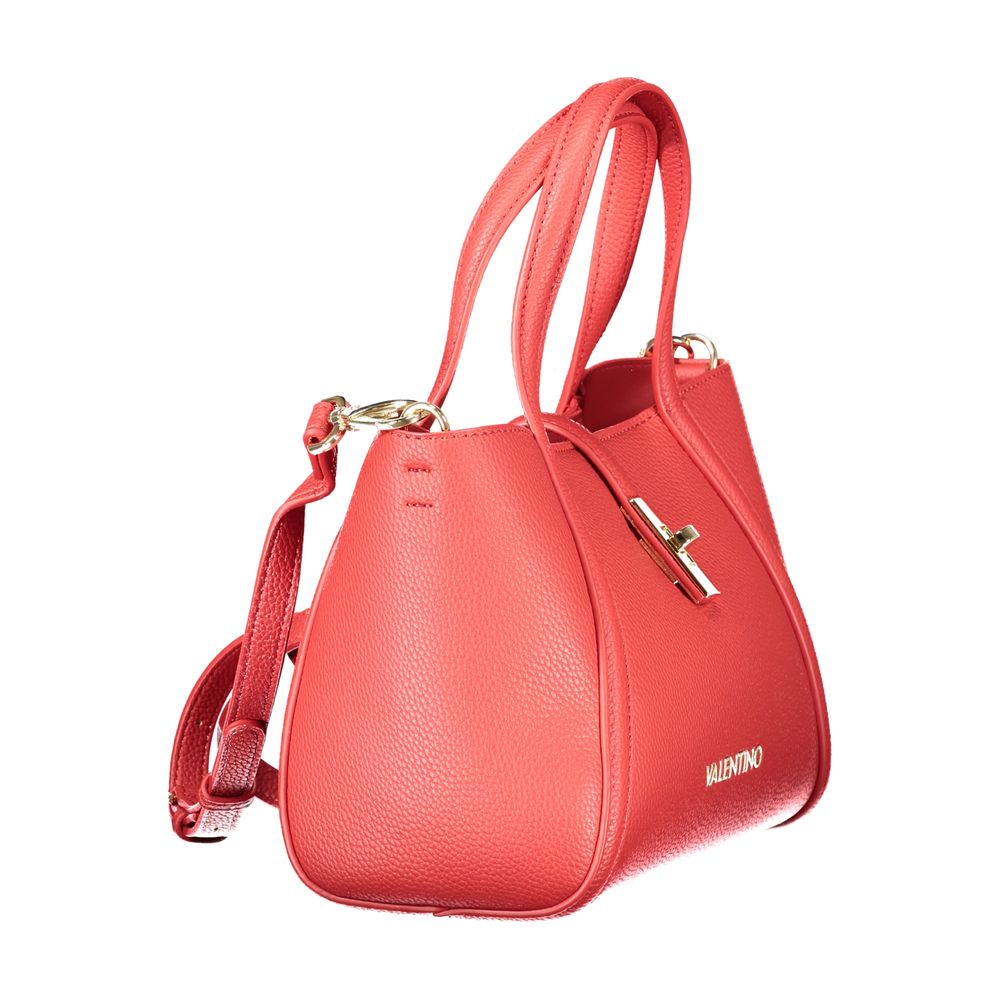 Mario Valentino Red Faux Leather Women's Handbag with Iconic Logo