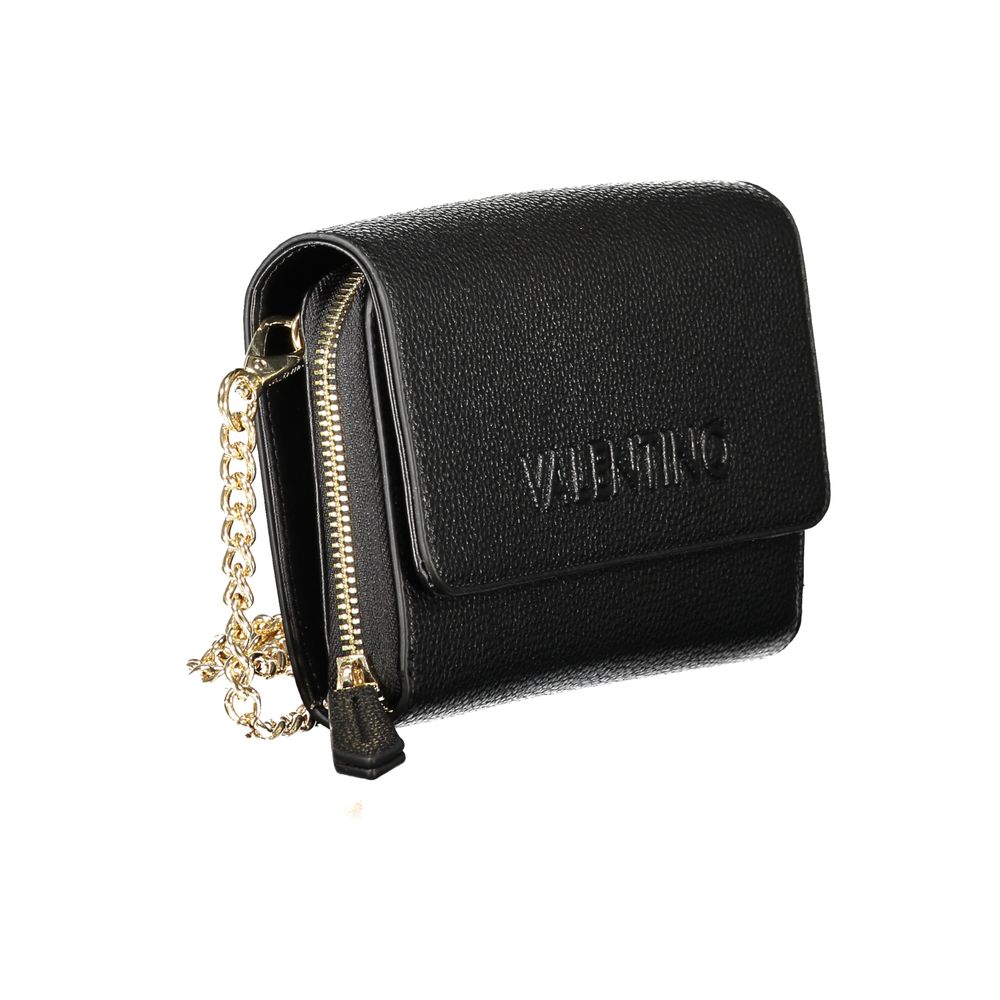 Mario Valentino Black Faux Leather Convertible Shoulder Bag