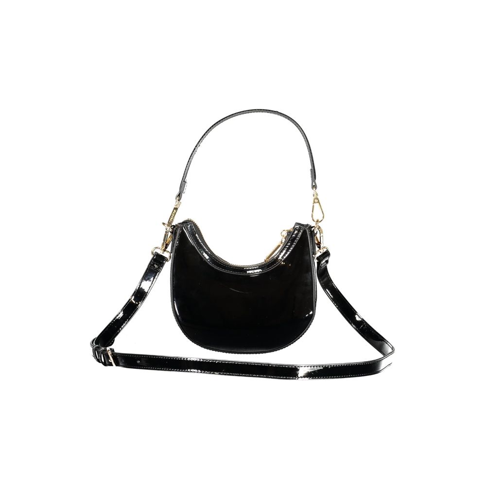 Mario Valentino Black Faux Leather Women Handbag with Iconic Logo