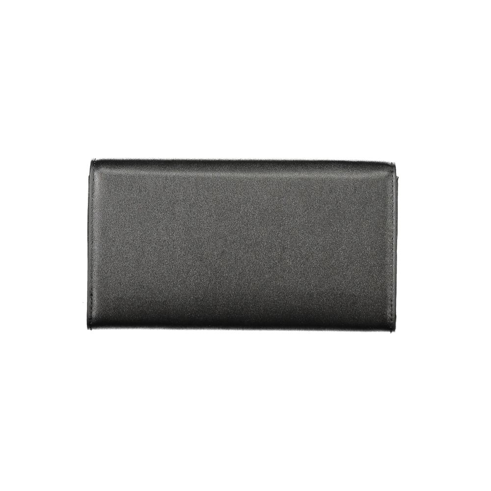 Mario Valentino Black Faux Leather Women Wallet with Logo Detail