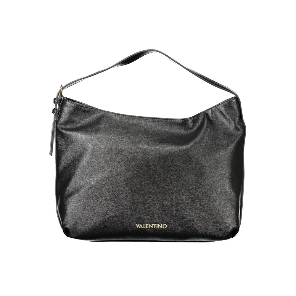 Mario Valentino Black Faux Leather Handbag with Adjustable Strap