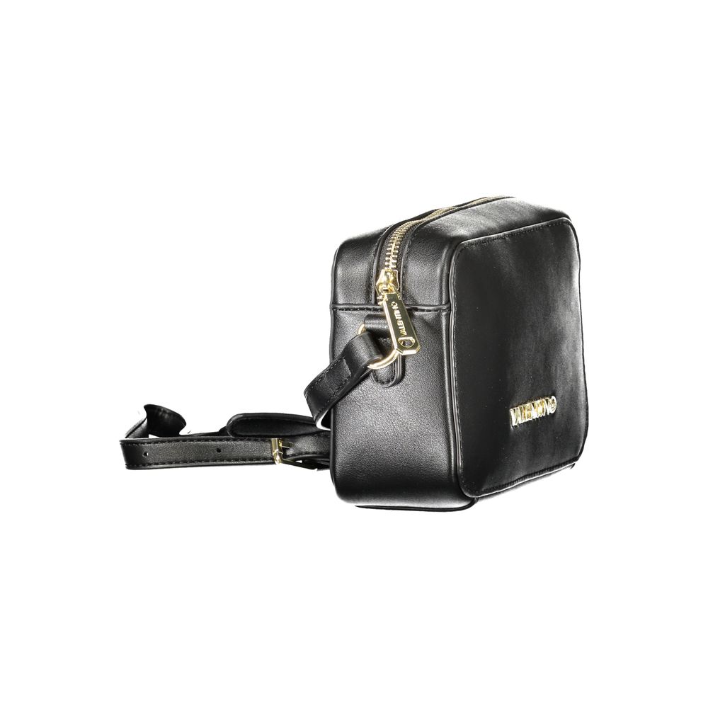Mario Valentino Black Faux Leather Shoulder Bag with Logo Detail