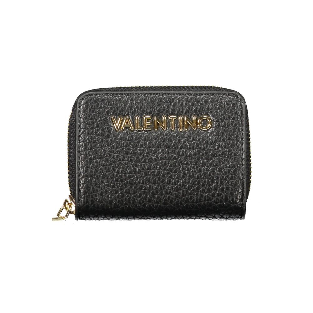 Mario Valentino Black Faux Leather Women Wallet with Removable Coin Pouch