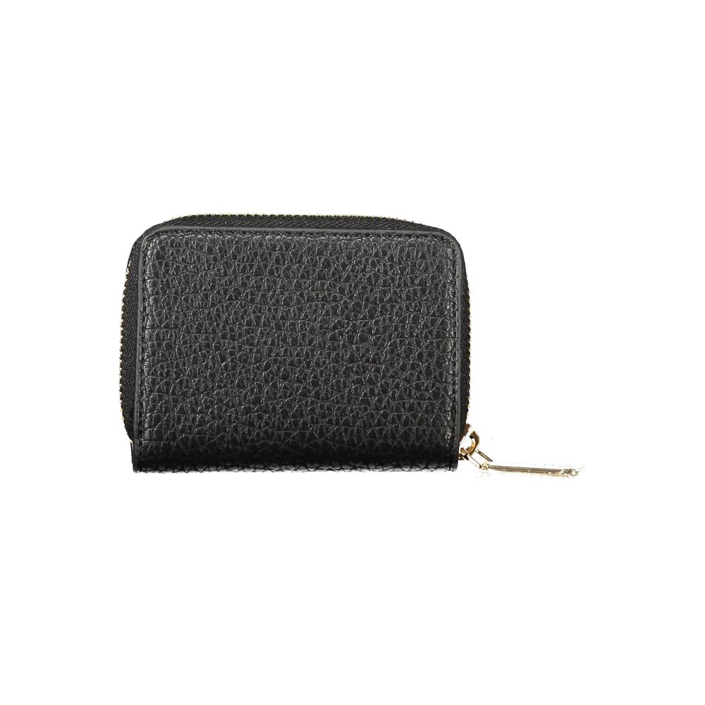 Mario Valentino Black Faux Leather Women Wallet with Removable Coin Pouch