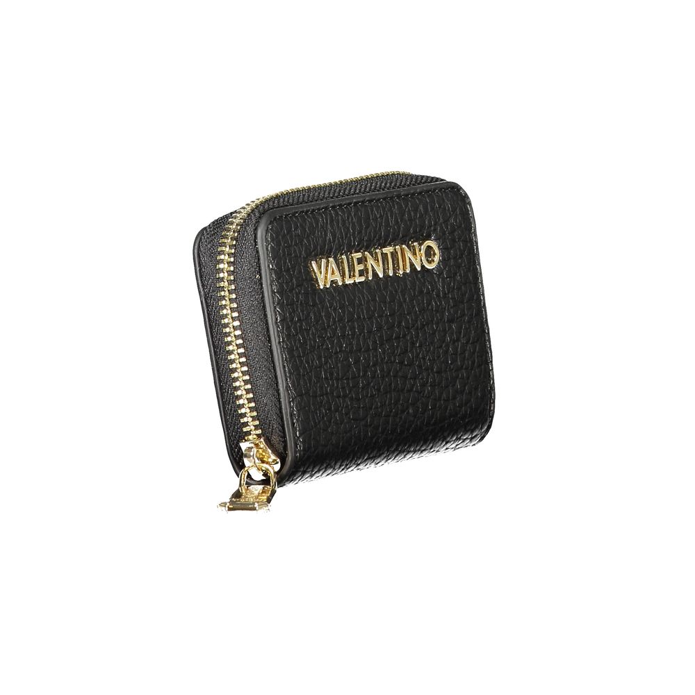 Mario Valentino Black Faux Leather Women Wallet with Removable Coin Pouch