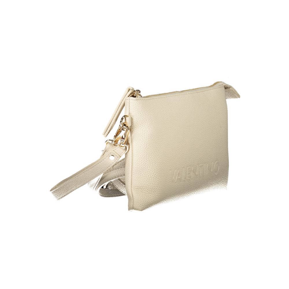 Mario Valentino Beige Faux Leather Women's Handbag with Adjustable Strap