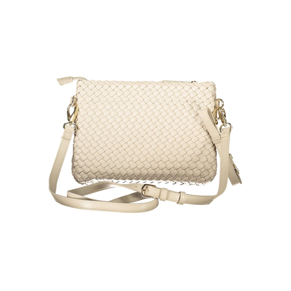 Mario Valentino Beige Faux Leather Women's Handbag with Iconic Logo