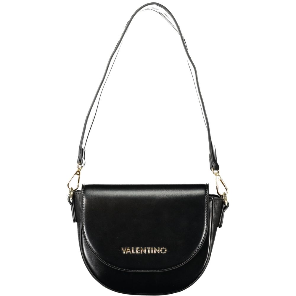 Mario Valentino Black Faux Leather Women Handbag with Adjustable Strap