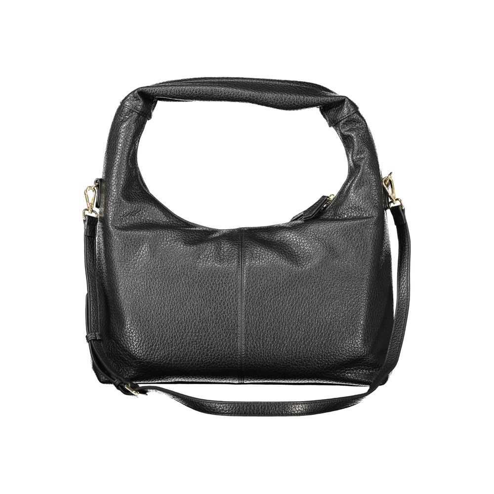 Mario Valentino Black Faux Leather Handbag with Signature Logo