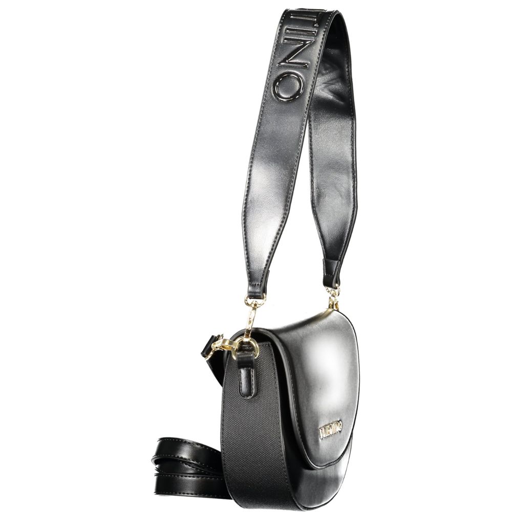 Mario Valentino Black Faux Leather Women Handbag with Adjustable Strap