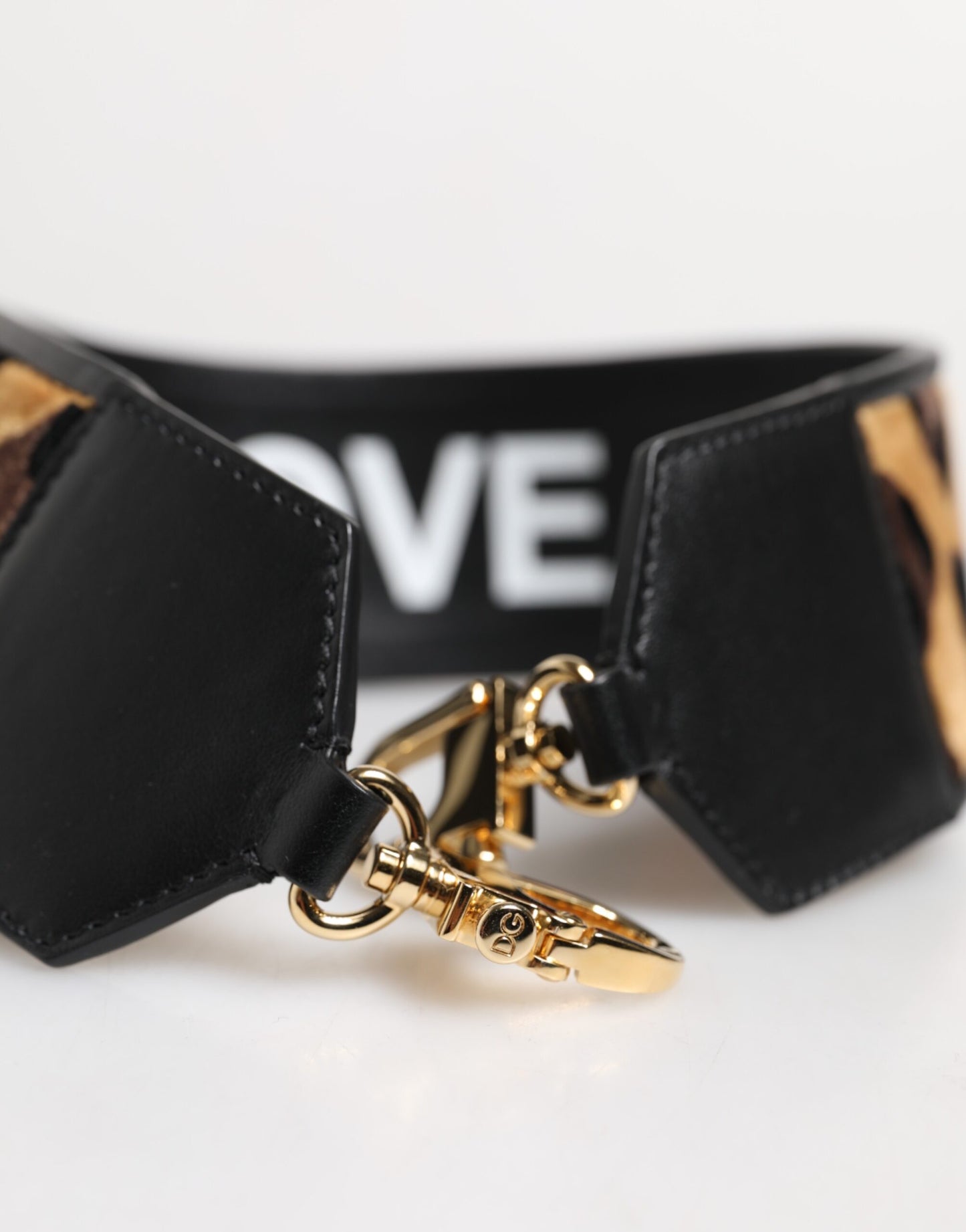 Dolce & Gabbana Black Leopard Print Reversible Shoulder Strap