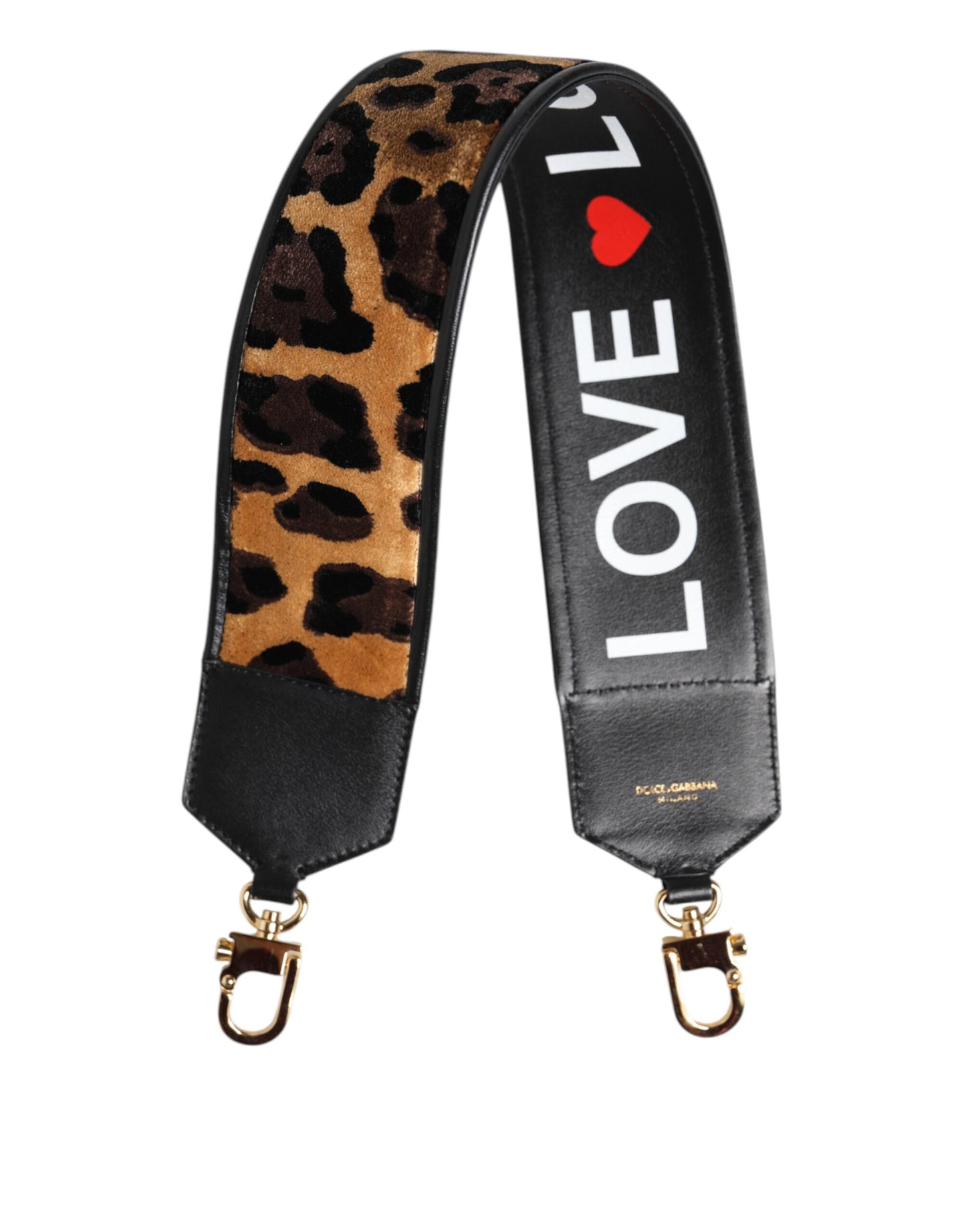 Dolce & Gabbana Black Leopard Print Reversible Shoulder Strap