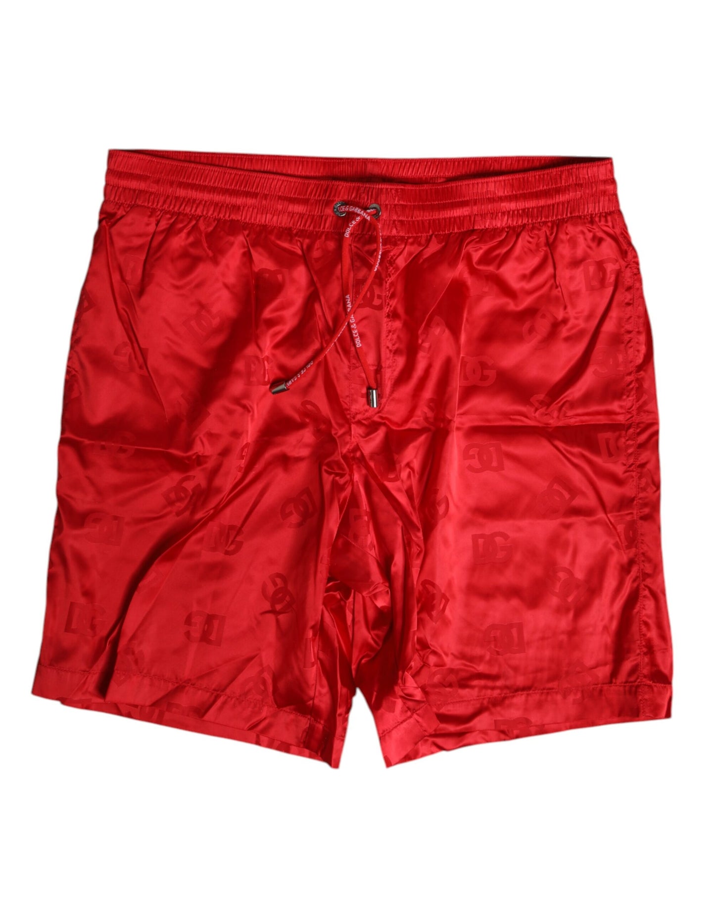 Dolce & Gabbana Red Nylon Drawstring Beachwear Shorts