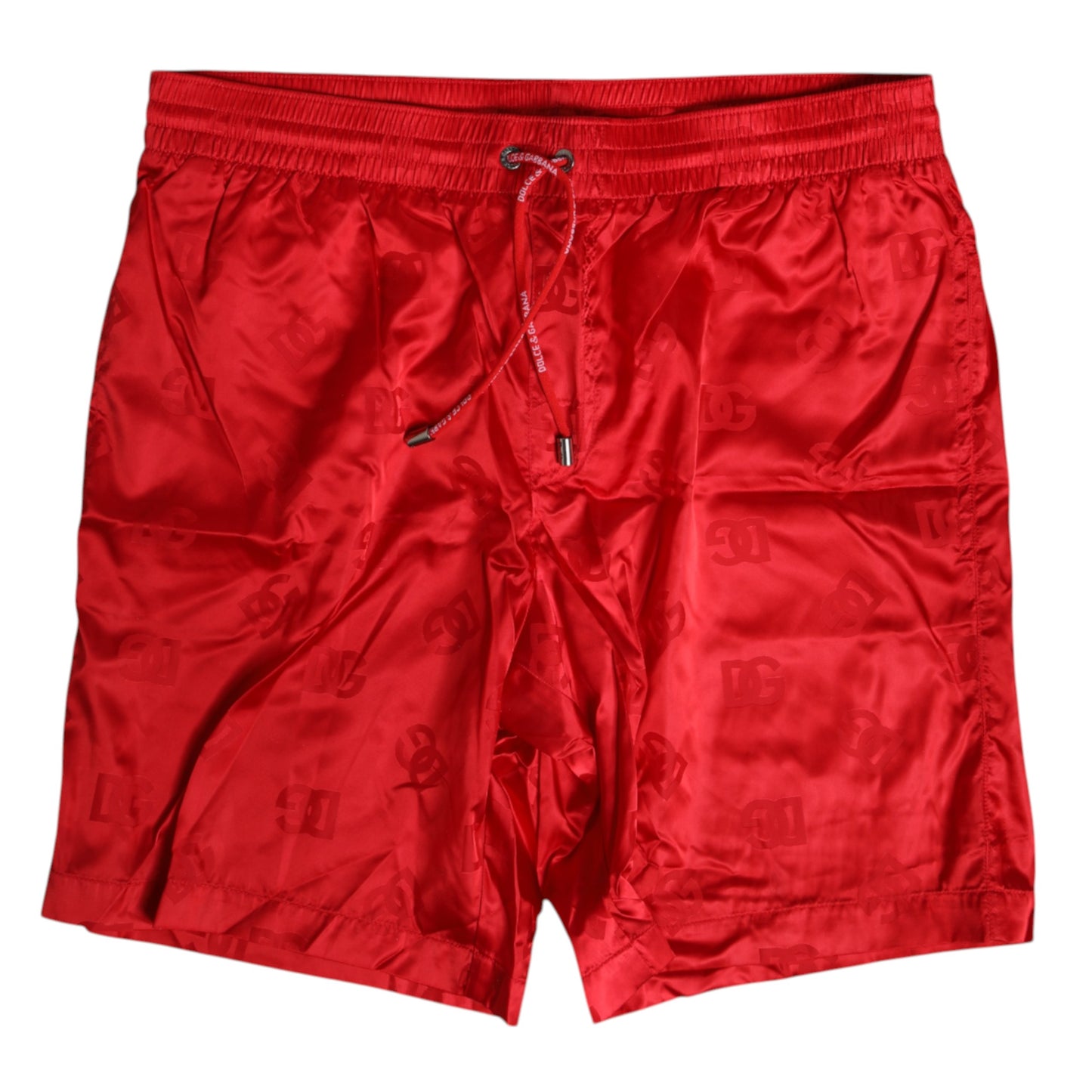 Dolce & Gabbana Red Nylon Drawstring Beachwear Shorts