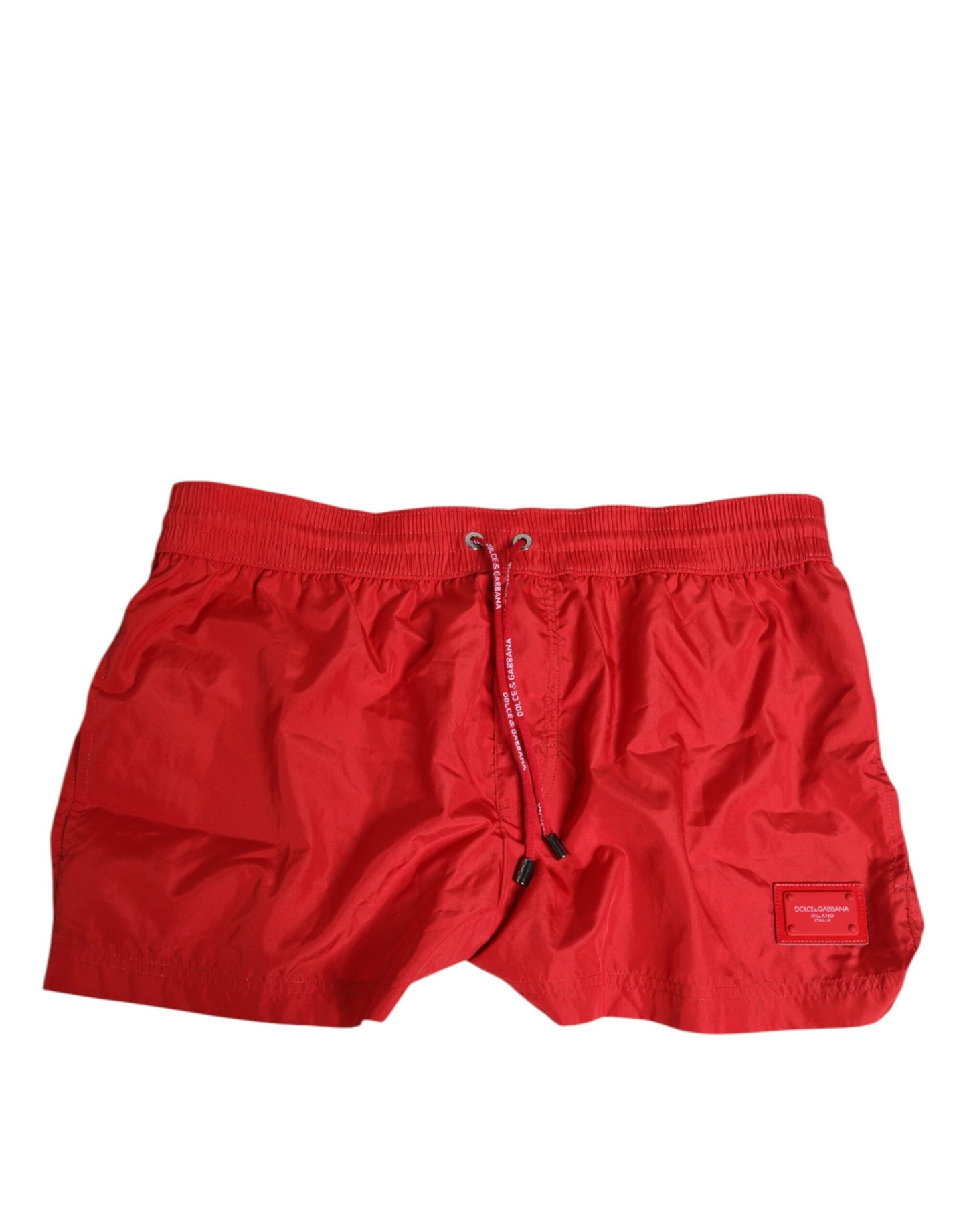 Dolce & Gabbana Red Drawstring Beachwear Men's Swim Shorts