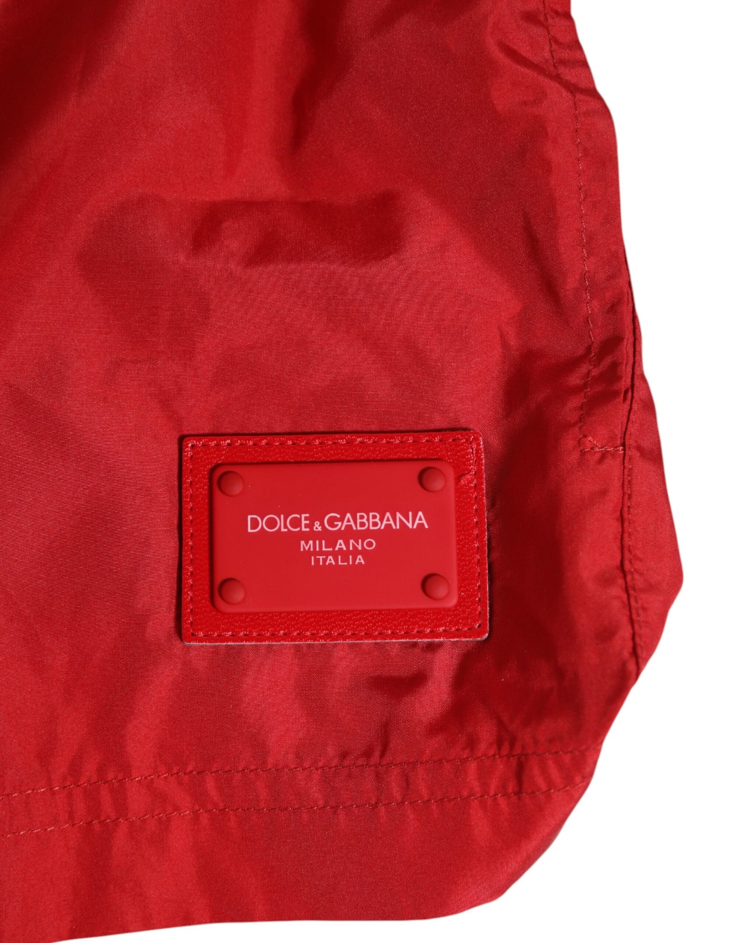 Dolce & Gabbana Red Drawstring Beachwear Men's Swim Shorts