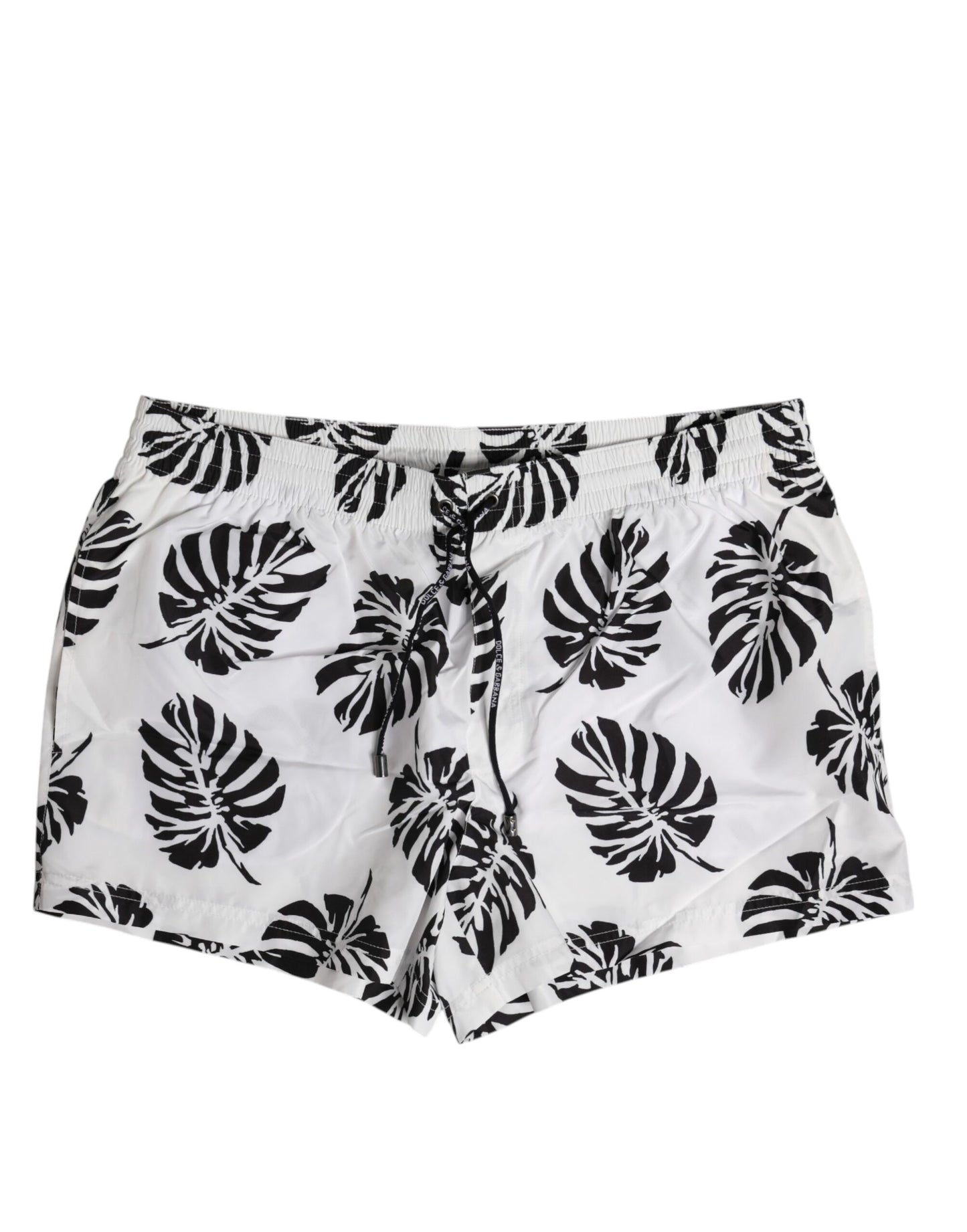 Dolce & Gabbana White & Black Print Beachwear Shorts