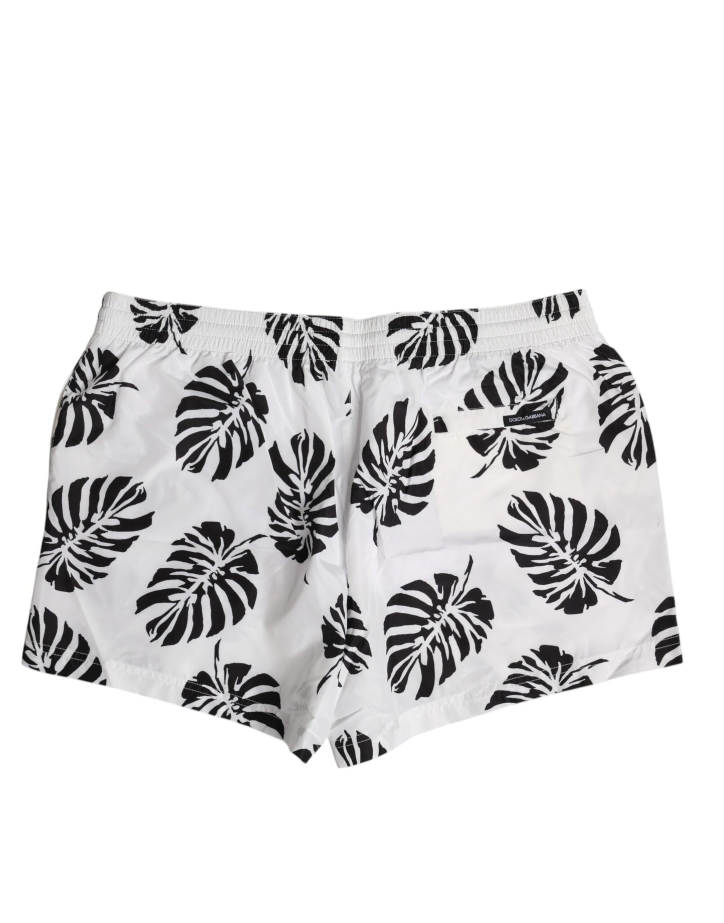 Dolce & Gabbana White & Black Print Beachwear Shorts