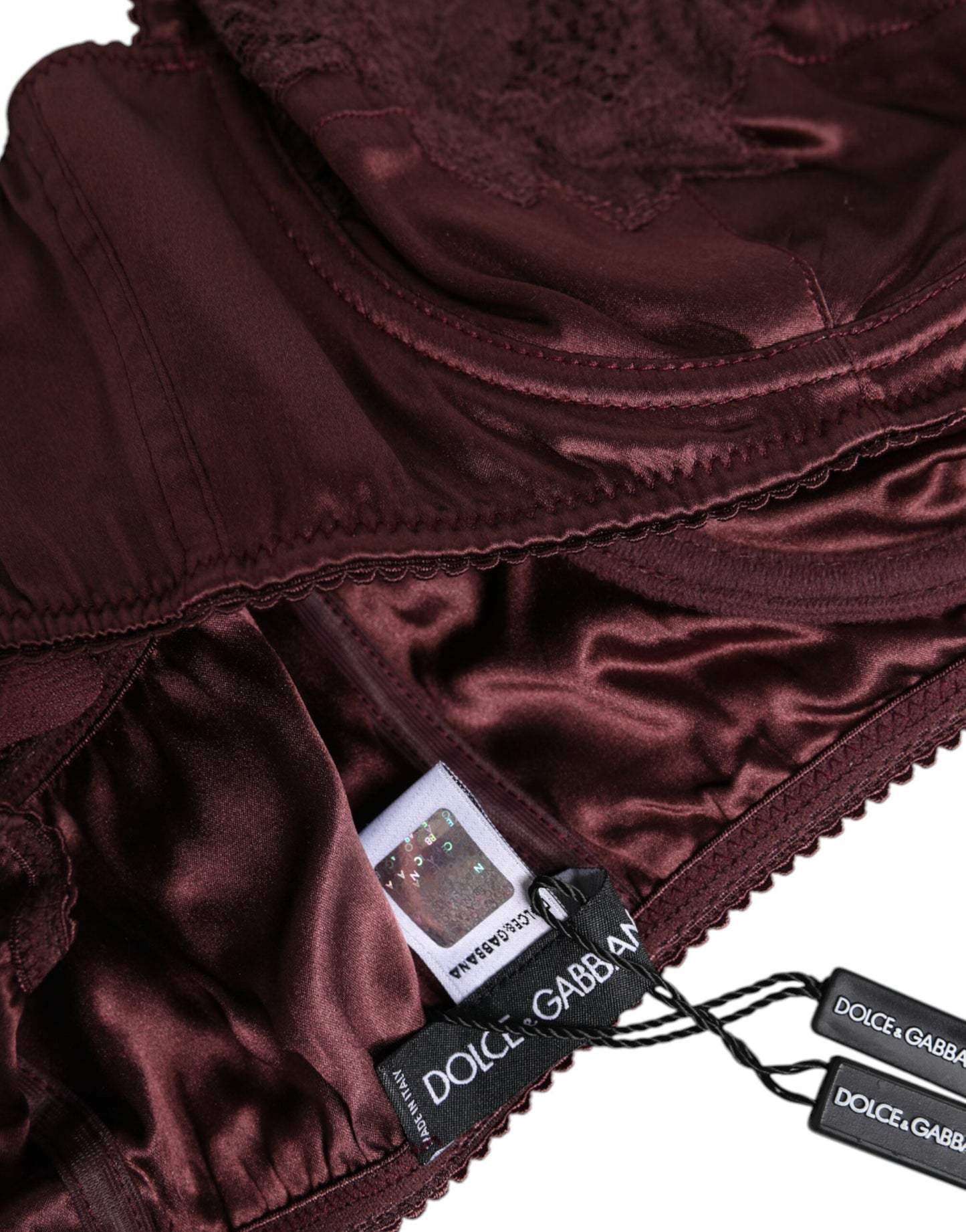 Dolce & Gabbana Burgundy Silk Balconette Bra