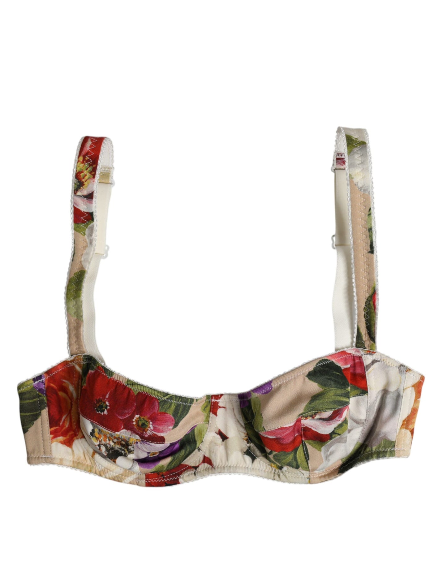 Dolce & Gabbana Beige Floral Balconcino Underwired Bra